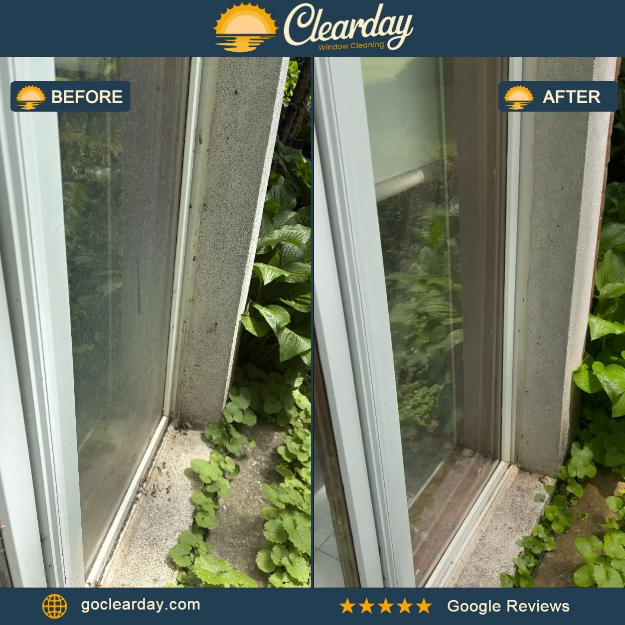 ClearDay window track and frame detailing before and after
